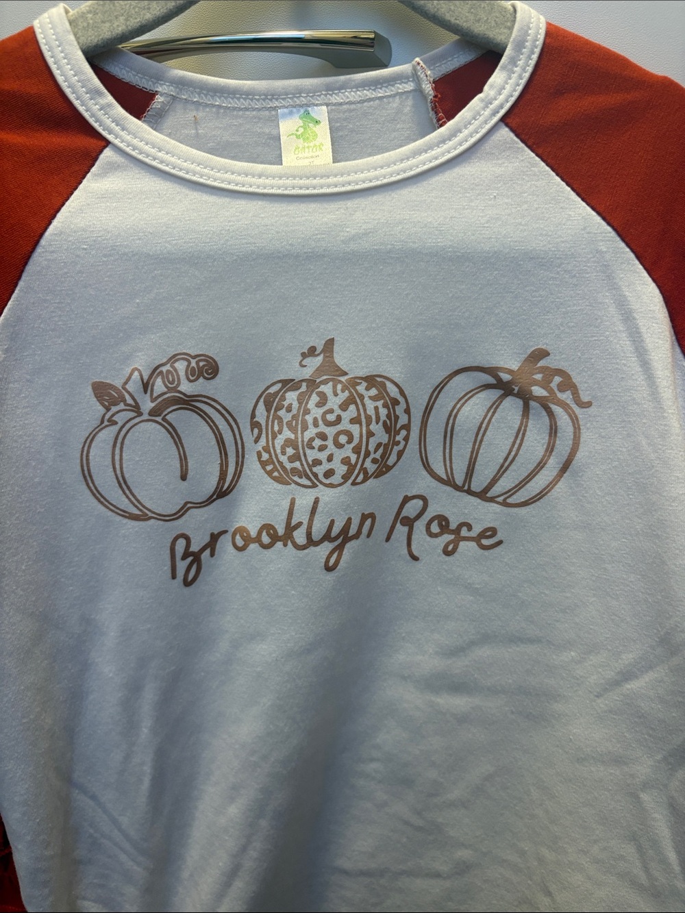 Girls' Personalized “Brooklyn Rose” White & Orange Rust Pumpkin Ruffle Outfit